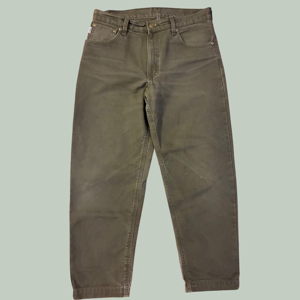 Vintage Carhartt B72 TMB Timber Brown Canvas Work Pants 35x30 Made in USA